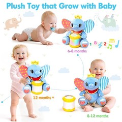 Musical Elephant Baby Toy Light Up Drum Early Learning Gift for Toddlers