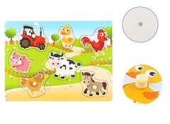 Wooden Puzzles Farm Chunky Baby Puzzles Peg Board, Full-Color Pictures for Pr…