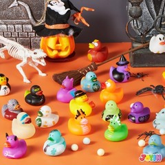 JOYIN 24 PCS Halloween Rubber Ducks, Small, Orange, Black, White