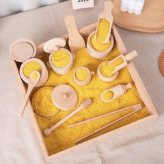 Montessori Sensory Bin Tools Toy with Wooden Box for Toddlers, Pretend Play D…