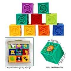 Baby Blocks, 9PCS Soft Squeeze Building Blocks Stacking Toys for 6+ Months Ba…