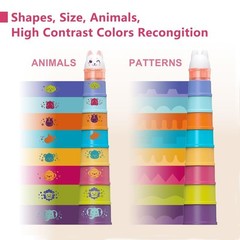 Baby Stacking Toys for Toddler 1-3, Nesting Cup Shape Sorter for Infant 6 to …