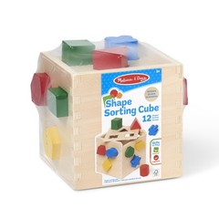 Melissa Doug Shape Sorting Cube – Classic Wooden Toy With 12 Shapes