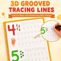 8pc Magic Grooved Handwriting Practice Books Reusable Kids Tracing Workbook Set