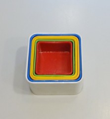 Vtg Baby Toddler NESTING STACKING CUBE BUILDING TOY 6 Small Plastic Square 1″ 2″