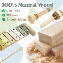 Baby Musical Instruments Montessori Wooden Toys for Toddlers, Neutral Colors…