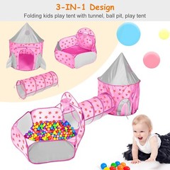 Kids Play Tent w/ Big Ball Pit for Babies, Play Tunnel for Toddlers &Pop Up Tent