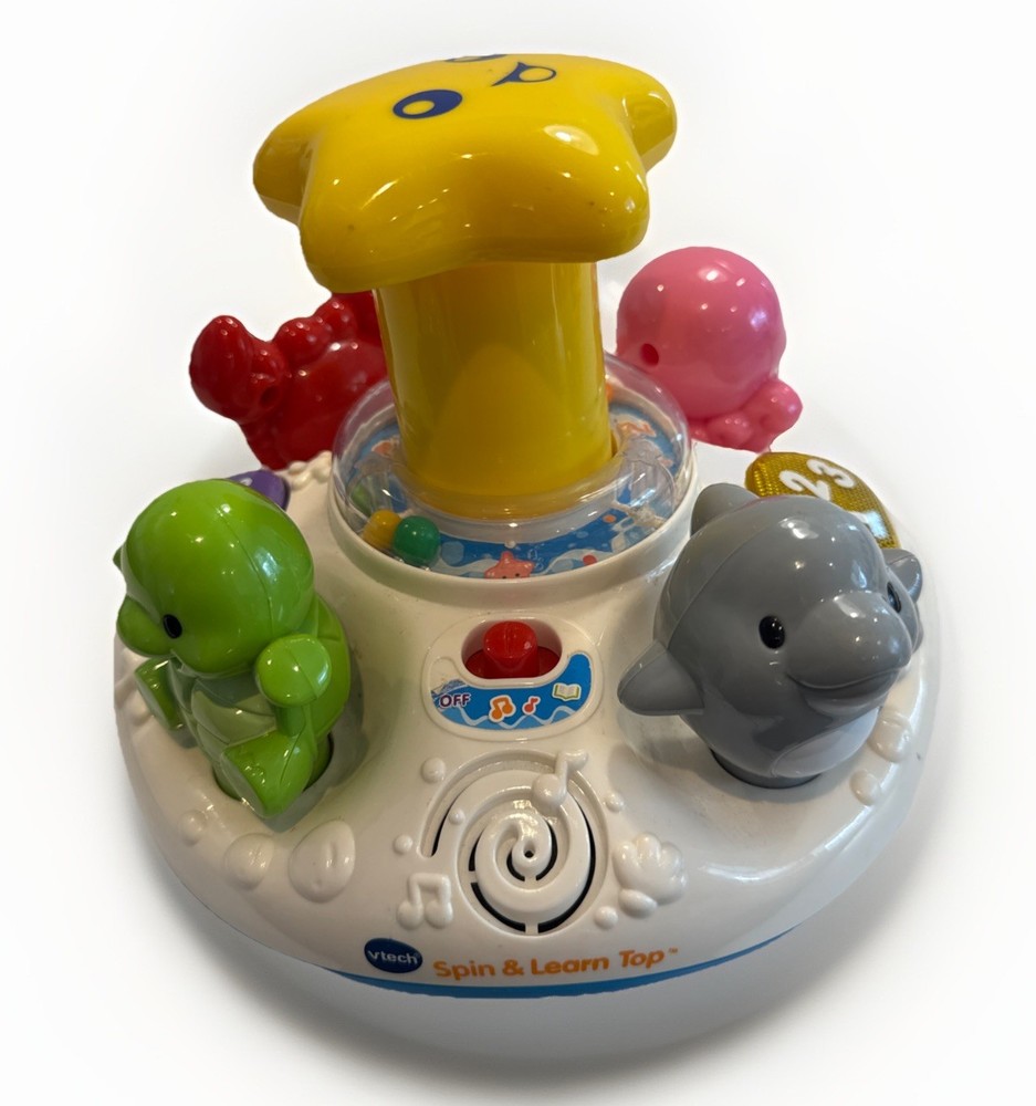 Vtech SPIN & LEARN TOP Sea Animals (Tested and Working) Dolphin, Crab, Turtle
