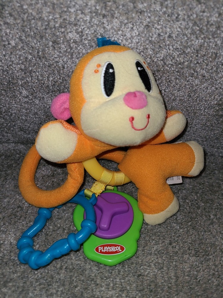 Vintage RARE Playskool Monkey Stroller Soft Sensory Activity Toy Teether Crinkle