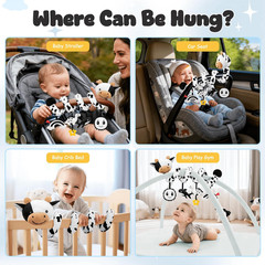 Spiral Car Seat Baby Toys 0-6 Months, Infant Carseat High Contrast Sensory Toys