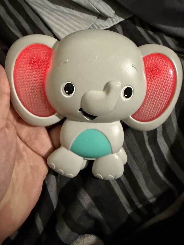Kids II Light Up & Plays Music Or Nature Jungle Sounds Elephant Toy Gray Pink