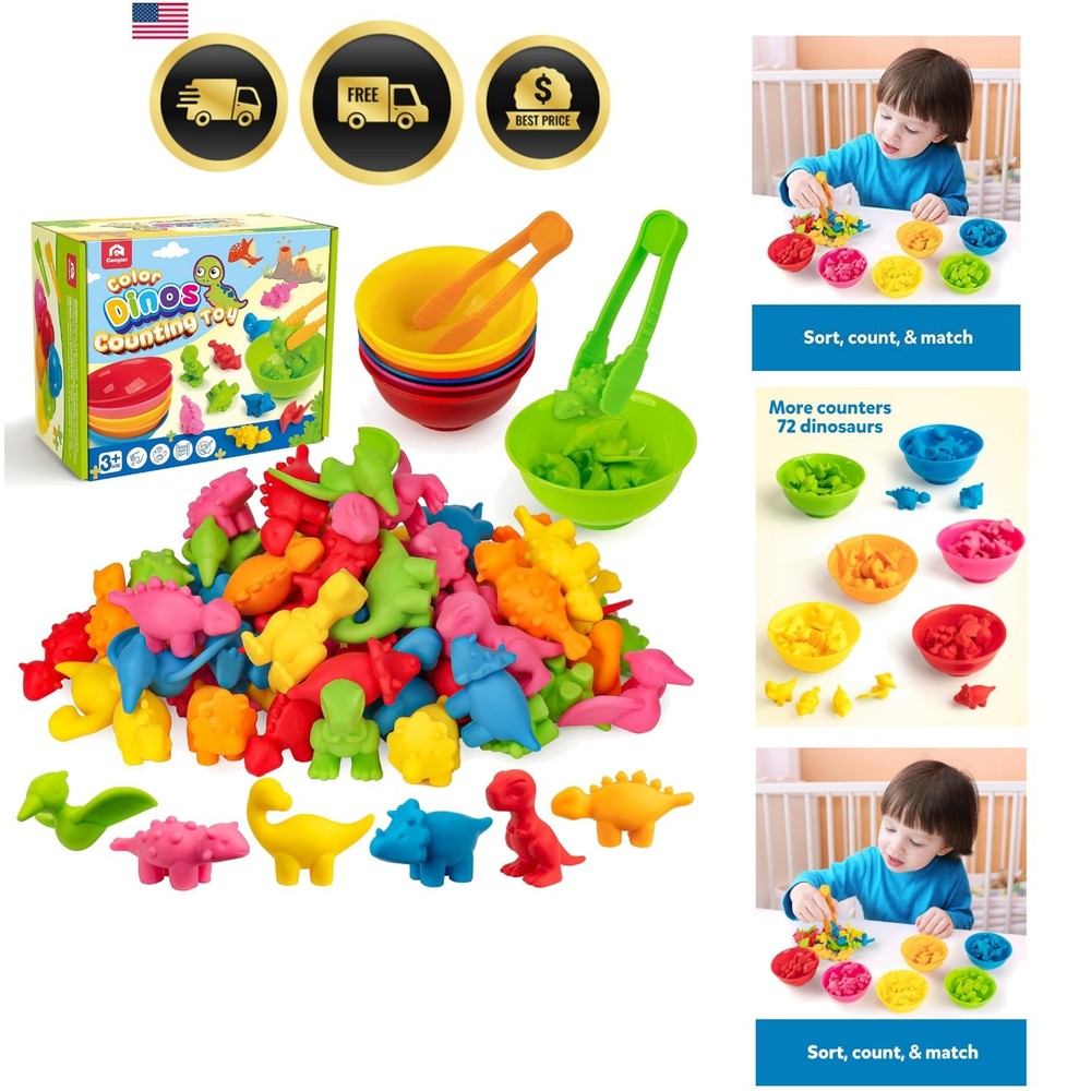 Dinosaur Sorting Toy Set Color Matching Counting Preschool Learning Toy for Kids