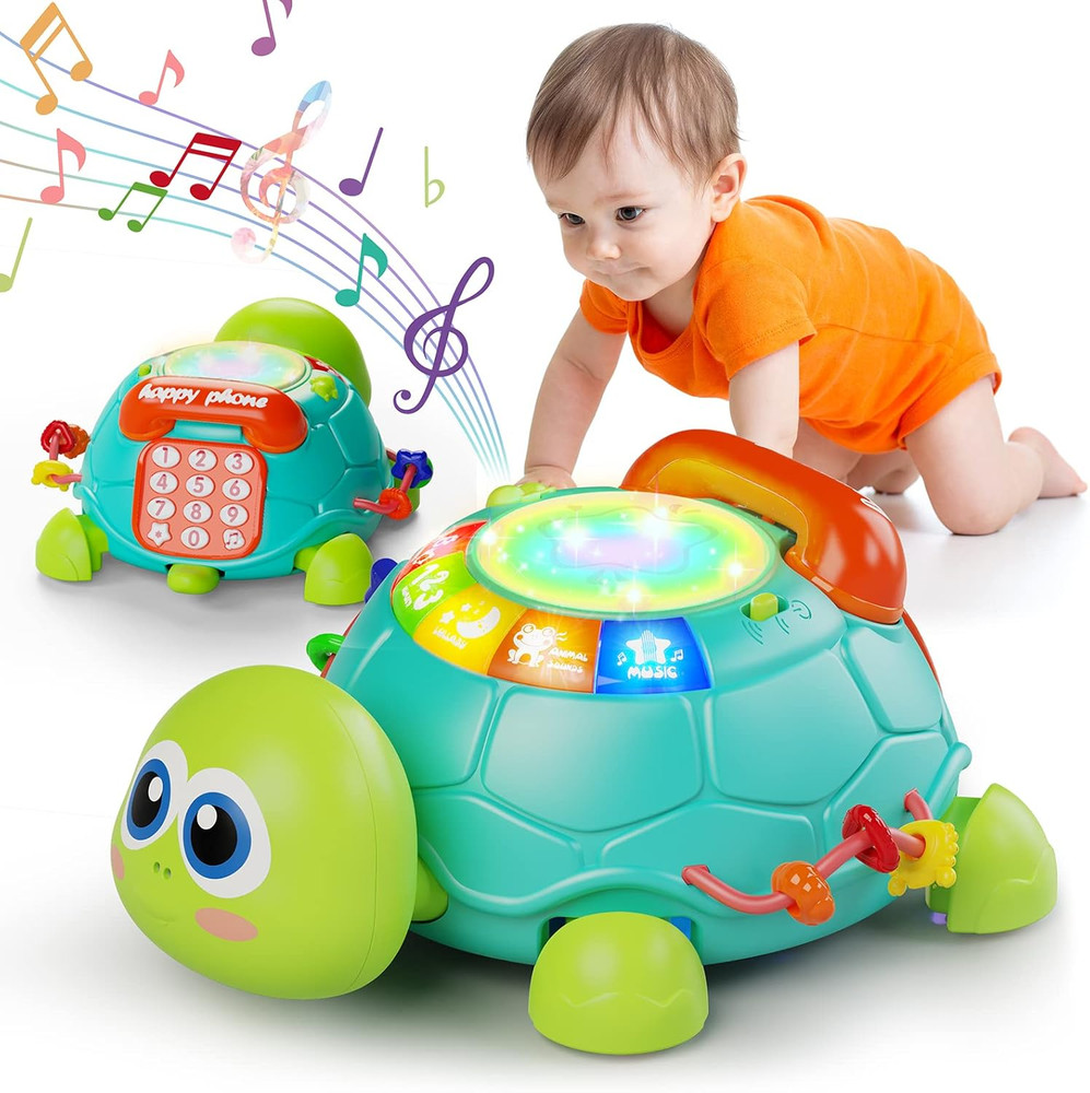 Baby Toys 6 to 12 Months, Tummy Time Toy for 12-18 Months, Musical Turtle Crawli