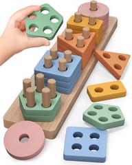 Early Learning Montessori Blocks for Toddlers 12-18 , Non-Toxic & Portable