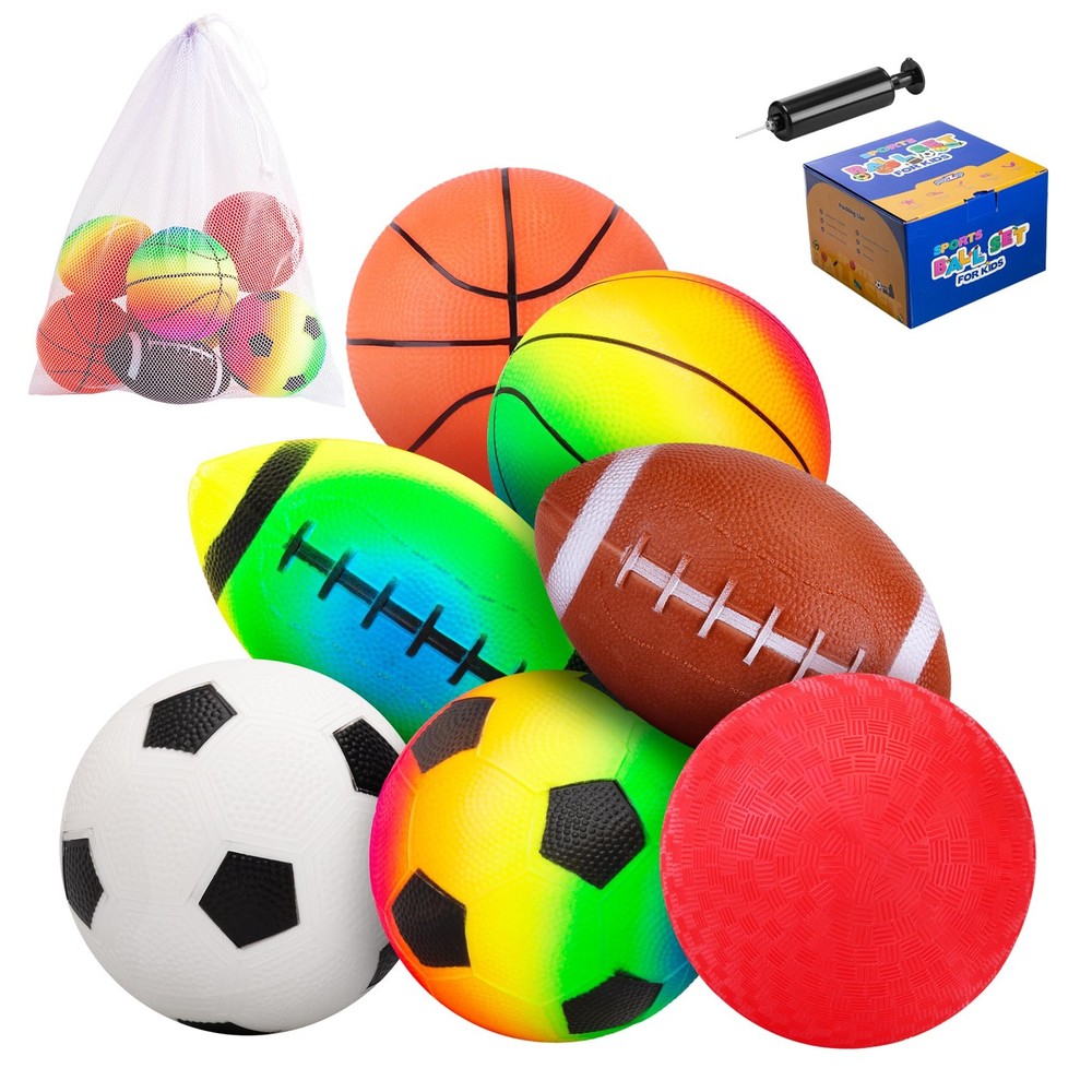 7-Piece Soft Ball Set for Toddlers & Kids – Includes 5” Playground Balls, Soc…