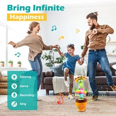 Rechargeable Dancing Talking Cactus Baby Toy, Dances Repeats and Sings 120 Songs