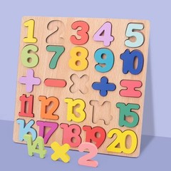 Montessori Wooden Puzzle Toy for Toddlers ABC Numbers Shapes Learning Board