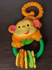 Rainforest Monkey Rings Activity Rattle Hanging Toy Fisher Price Orange Green