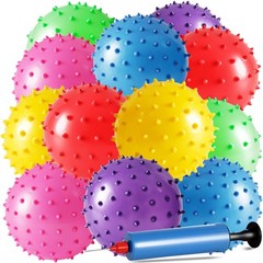 12 Pack Bouncy Ball Knobby Massage Ball, 5″ Spiky Sensory Toy for Kids & Adul…