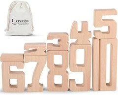 Wooden Number Building Blocks, Large Digit Blocks 1-10, 10 Pcs Number Toys | …