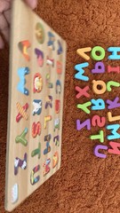 Chuckle and Roar Wood Puzzle Alphabet Learning Toy About 13” X 9”
