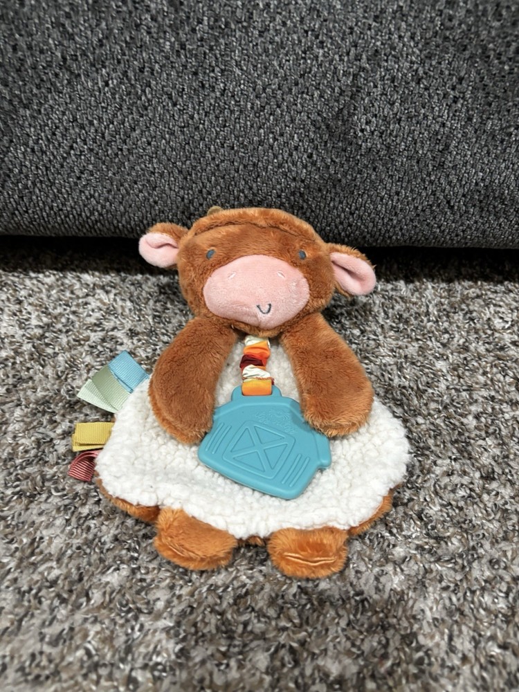 Itzy Ritzy Wyatt Highland Cow Lovey Crinkle Teether Baby Security Plush Toy