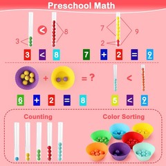 Montessori Wooden Educational Toys for 3-6 Year Olds,Counting & Color Sorting…