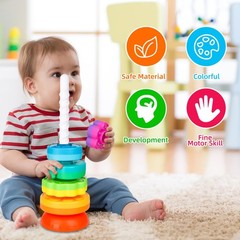 BYFWH Spinning Stacking Toys for Babies 12+ Month Ring 14 Inches, Colorful