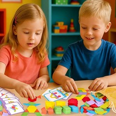 209 PCS Shapes Wooden Pattern Blocks for Kids,Geometric with Activity Cards a…