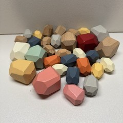 31 PCS Wooden Balancing Stacking Stones Rocks Of Wood Building Blocks Set Nature