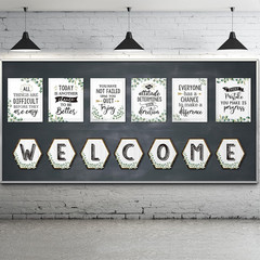 13 Pcs Eucalyptus Bulletin Board Posters Classroom Motivational Green Inspiratio