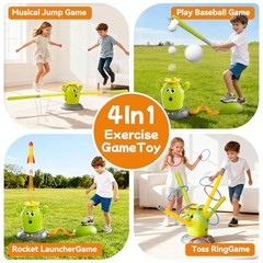 Rocket Launcher Toy Set for Kids Ages 3-8, 4-in-1 Cactus Outdoor Play Set with