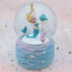 Mermaid Snow Globes,Snowglobes Music Box with Lights, Mermaid Musical Snow Gl…