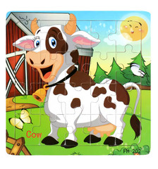 20PCS Wooden Cartoon Puzzle Kids Educational Learning Toy