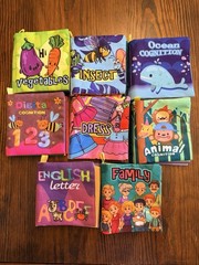 Soft Cloth Baby Book Lot of 8 Crinkly Page Waterproof