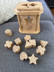 Wooden Cube-Shape Sorter-11 Blocks-Square-Developmental-As Shown