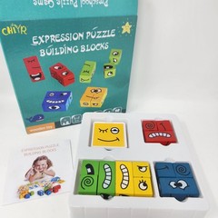 Expression Emotions Puzzle Wooden Building Blocks Toy For Kids Speech