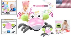Interactive Crawling Crab Toy for Babies with Rechargeable Battery Pink Color