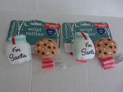 NIP-Lot/2 Sets Infantino Go Gaga! Holiday Wrist Rattles-Cookies & Milk for Santa