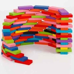 New Kids 100pcs Children Color Sort Rainbow Wood Domino Blocks Kits Early Bright
