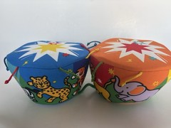 MELISSA AND DOUG K’s Kids Colorful Musical Soft Cloth Bongo DRUMS Double Sided