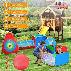 5-in-1 Pop-Up Play Tent Kids Indoor Playhouse Toys w/Tunnel Ball Pit Game Zone