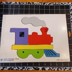USED wooden puzzle OT classroom Judy Instructo Steam Train smoke tinder engine