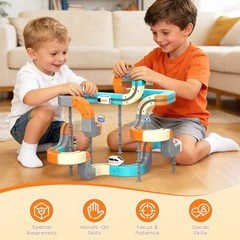Electric Train Set 3D Flexible Race Track for Kids 3 4 5 6 7 8 Years Orange-124