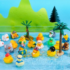 JOYIN 30 Pcs Rubber Ducks, Random Assortment Ducks Bulk with Mesh Carry Small
