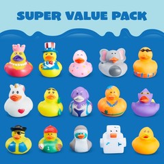 15 Pcs Rubber Ducks, Random Assortment Ducks Bulk with Mesh Carry Bag