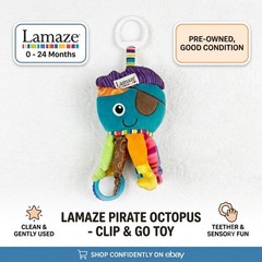 Tomy Lamaze Pirate Plush Octopus Baby Rattle Crinkle Teether Multicolor Infant