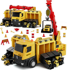 Lehoo Castle Construction Truck Toys for Boys 3 4 5 Years Old, Construction Vehi