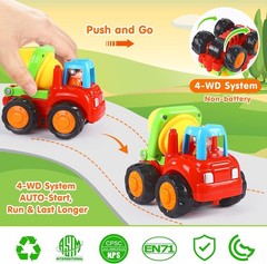Colorful Friction Powered Construction Vehicles Set – 4PCS Educational Toy