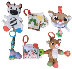 Lot of 6 Soft Books Plush Stuffed Animal Baby Toy Crinkle Sensory Crib Stroller